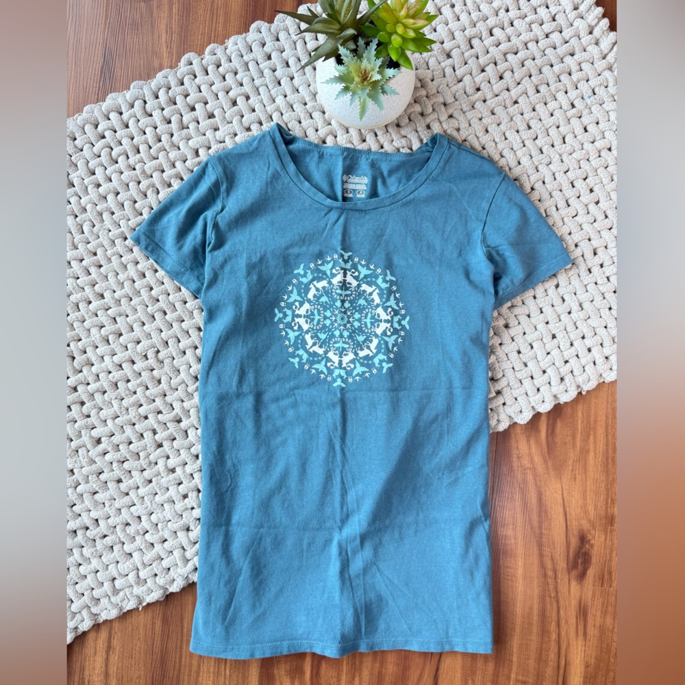 Columbia | Women’s Nature Mandala Graphic Cotton T-Shirt in Teal/White | Small